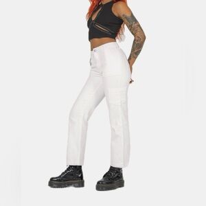 Princess Polly Cream Cargo Denim Pants